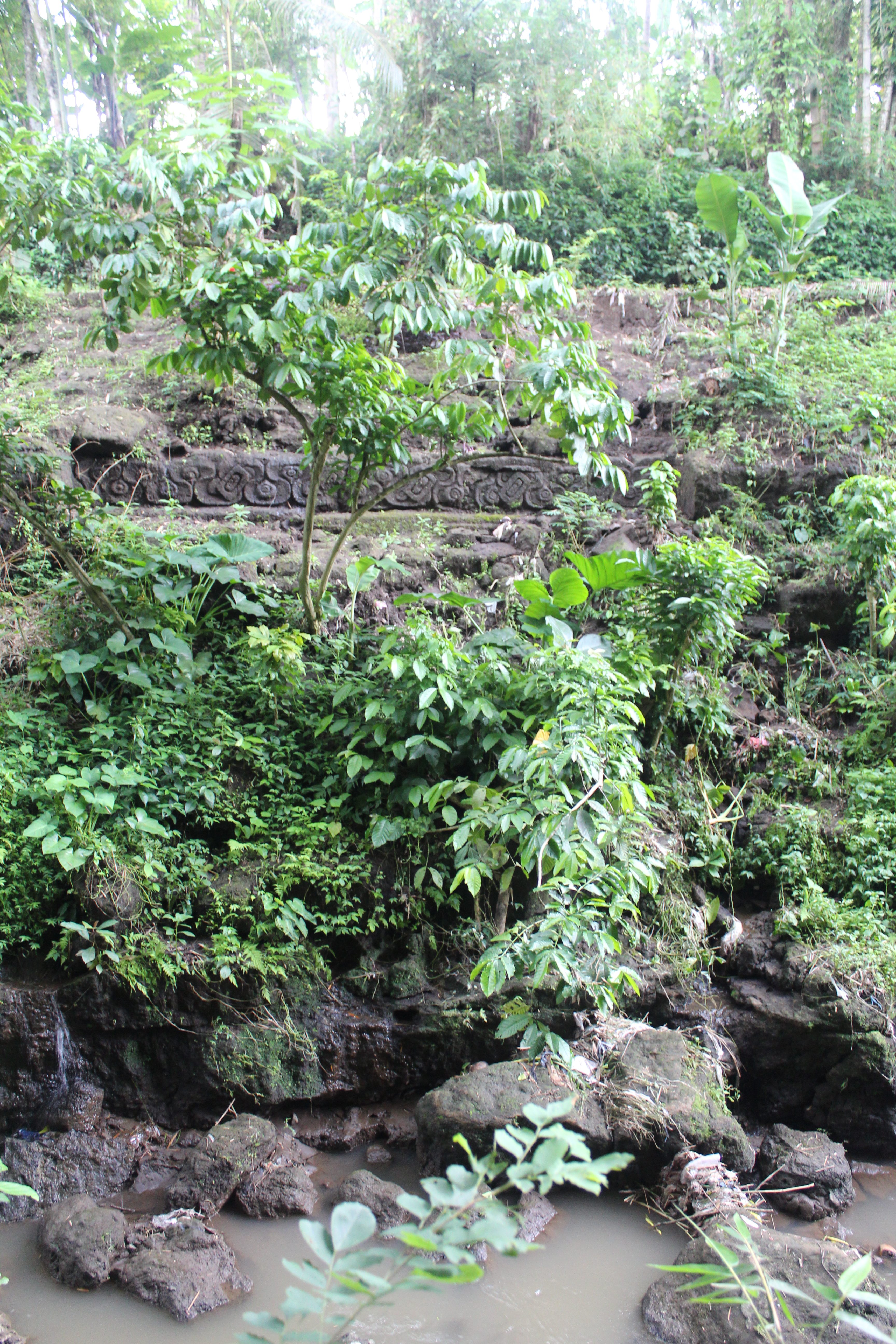 Bathing site with ornamental carvings along a rivine