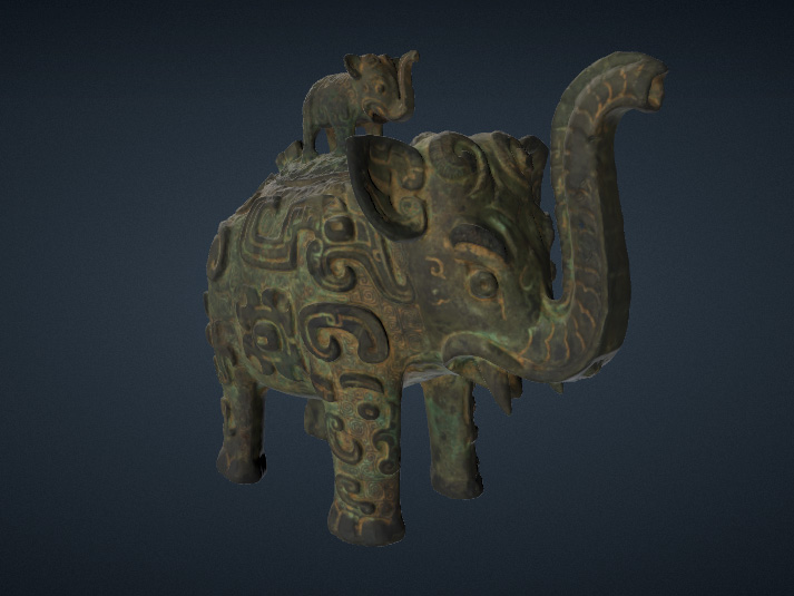 3d render of spouted vessel shaped like an elephant