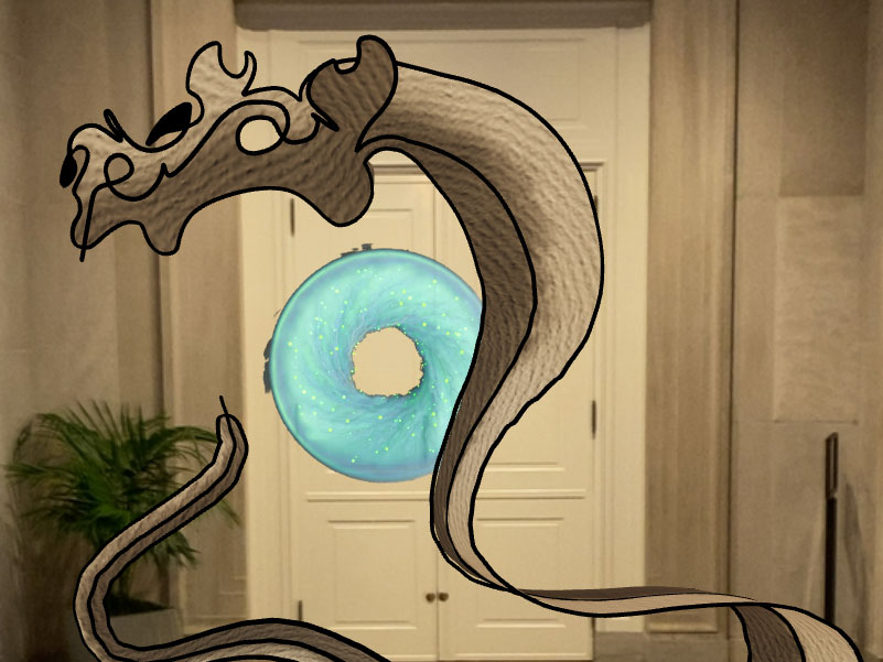 detail of hidden dragons host "jun", a drawn/animated dragon